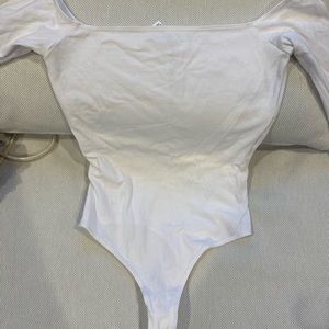 Long sleeve off the shoulder cotton bodysuit